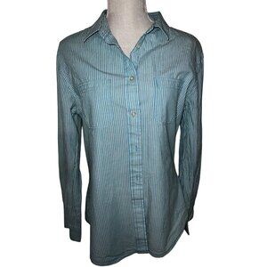 Just A Cheap Shirt Womens Blue & White Striped Button-Up  Shirt Size XL